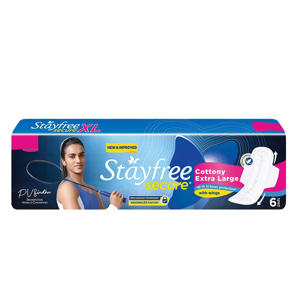 stayfree secure cottony Extra Large pads with wings (6 pads)