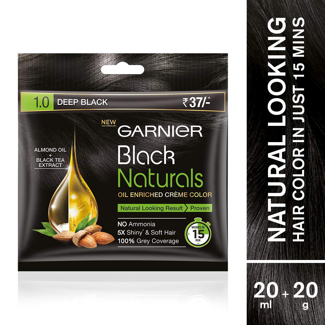 Garnier Black Natural Hair Color 1.0 Deep Black (20ml+20gm)
