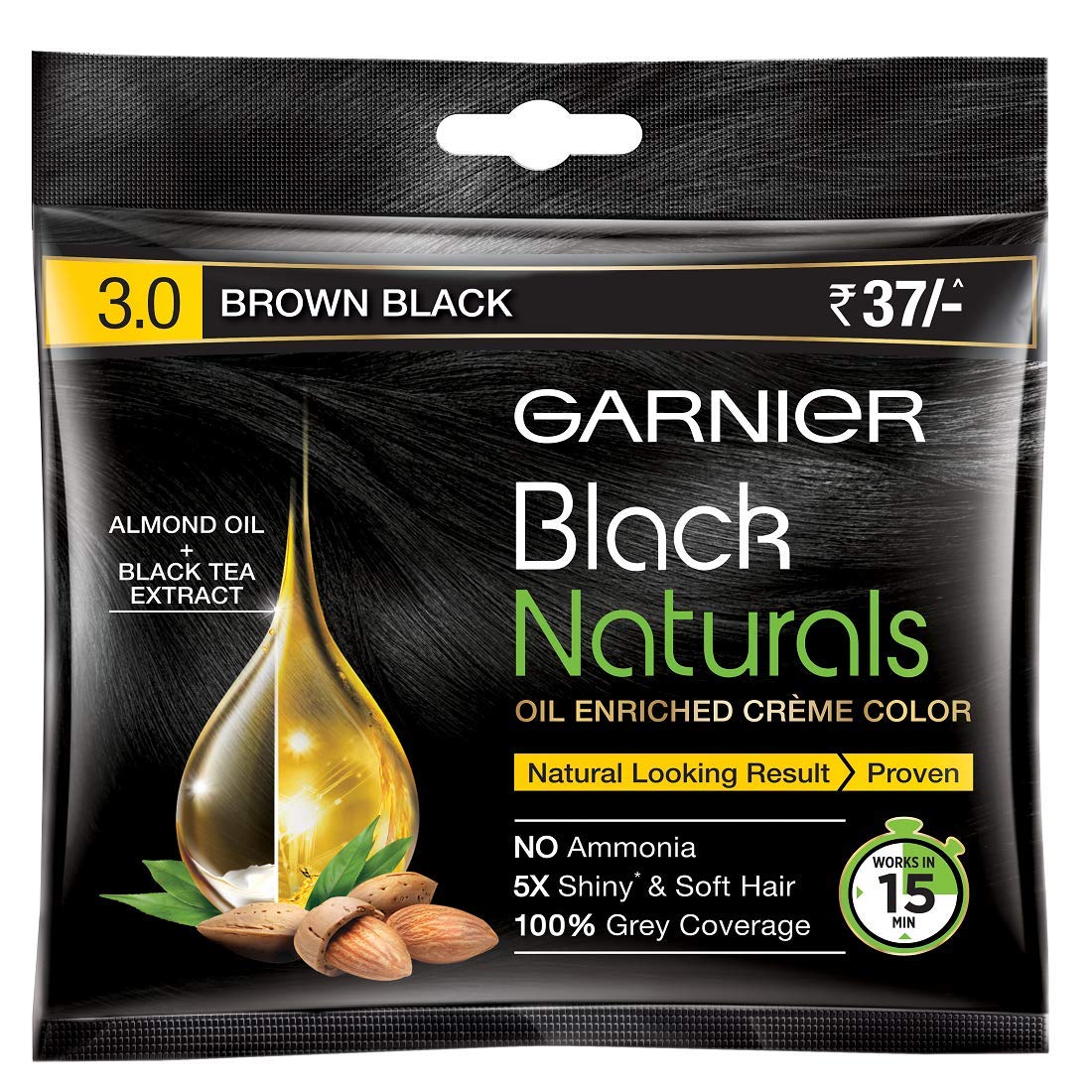 Garnier Black Naturals Hair Color Brown Black 3.0 (20ml+20gm)