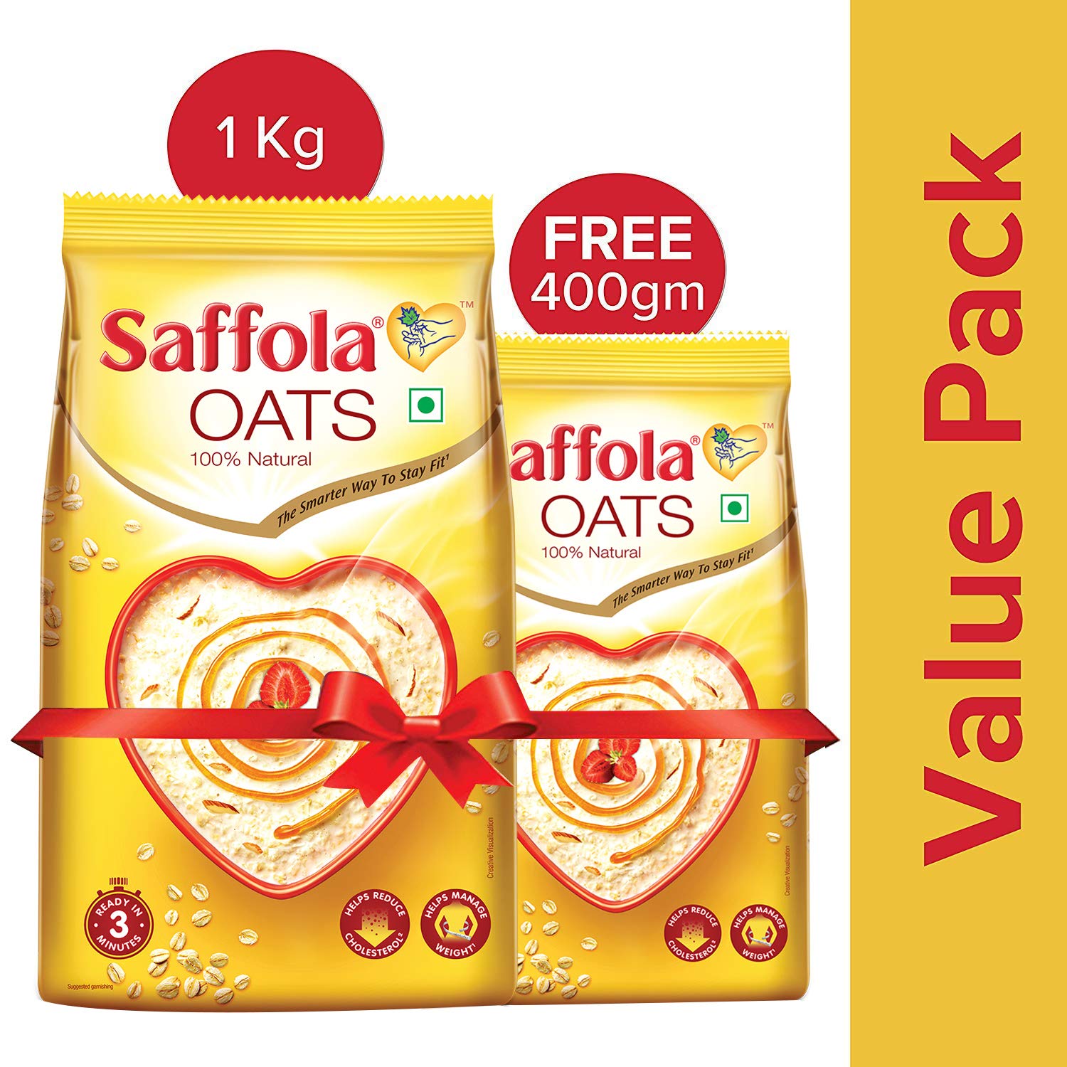 Saffola Oats 100% Natural  + Free 400G Pack