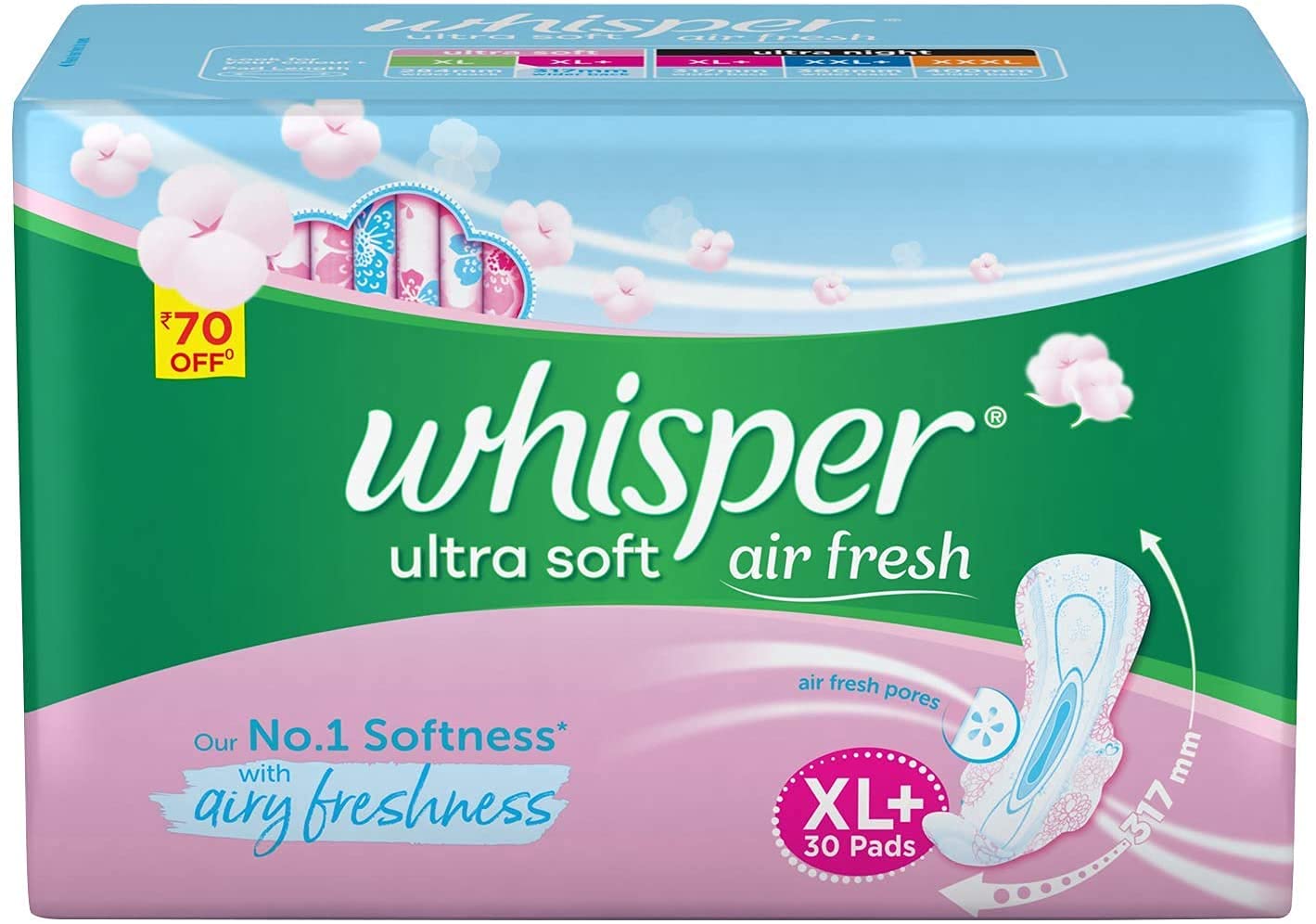 WHISPER ULTRA SOFT XL+ 30 PADS