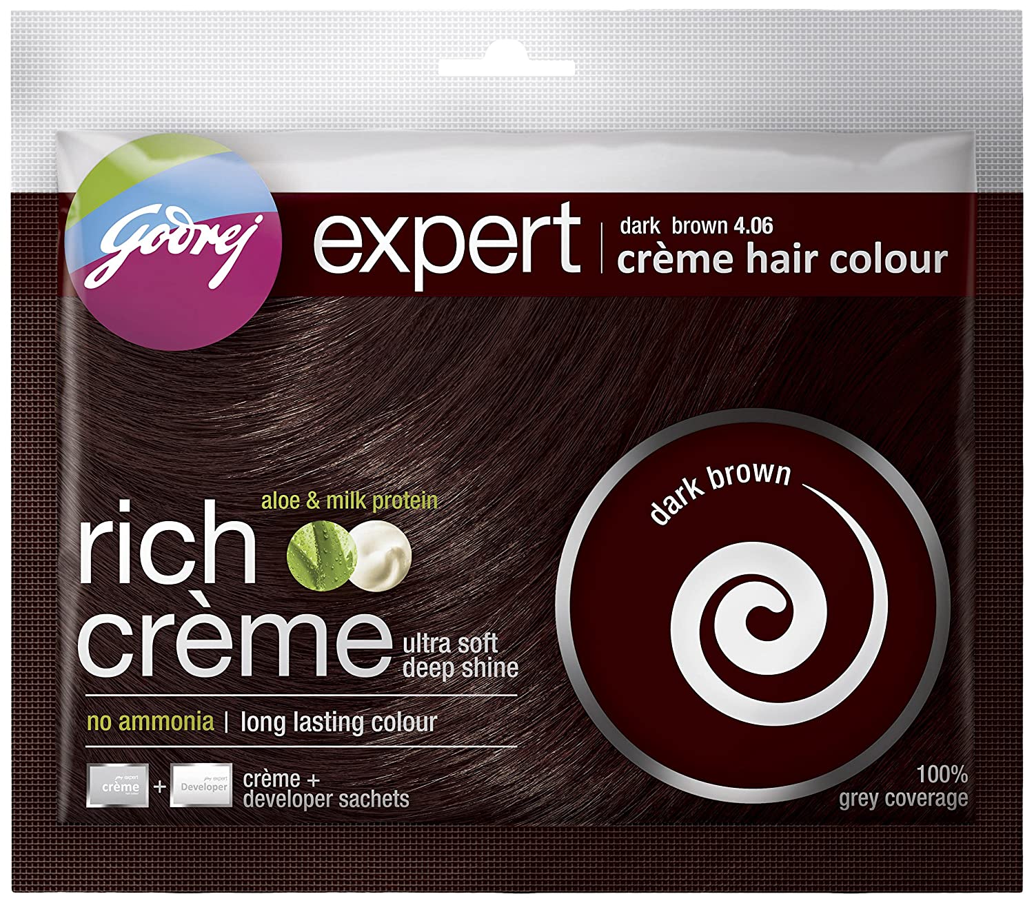 Godrej New Expert Dark Brown 4.06 Creme Hair Colour (20 gm+20 ml)