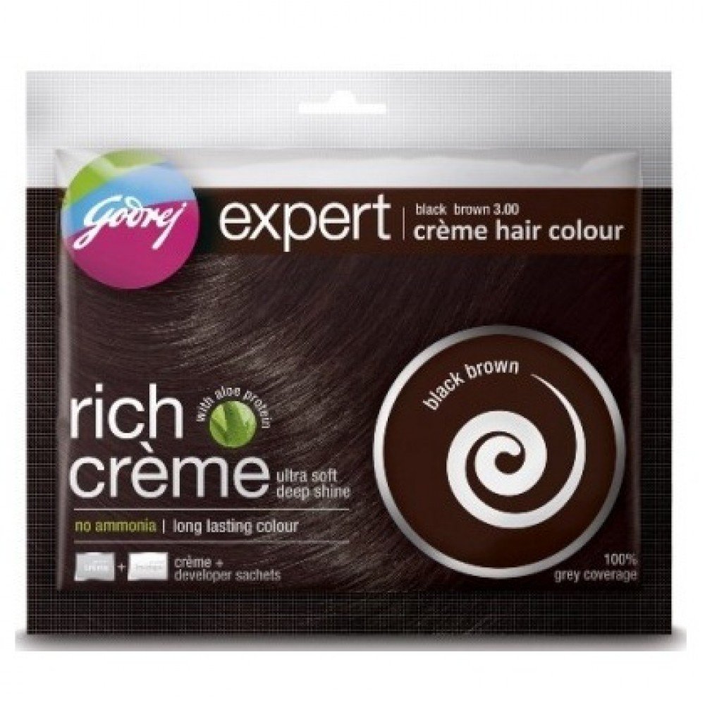 Godrej New Expert Black Brown 3.00 Creme Hair Colour (20 gm+20 ml)