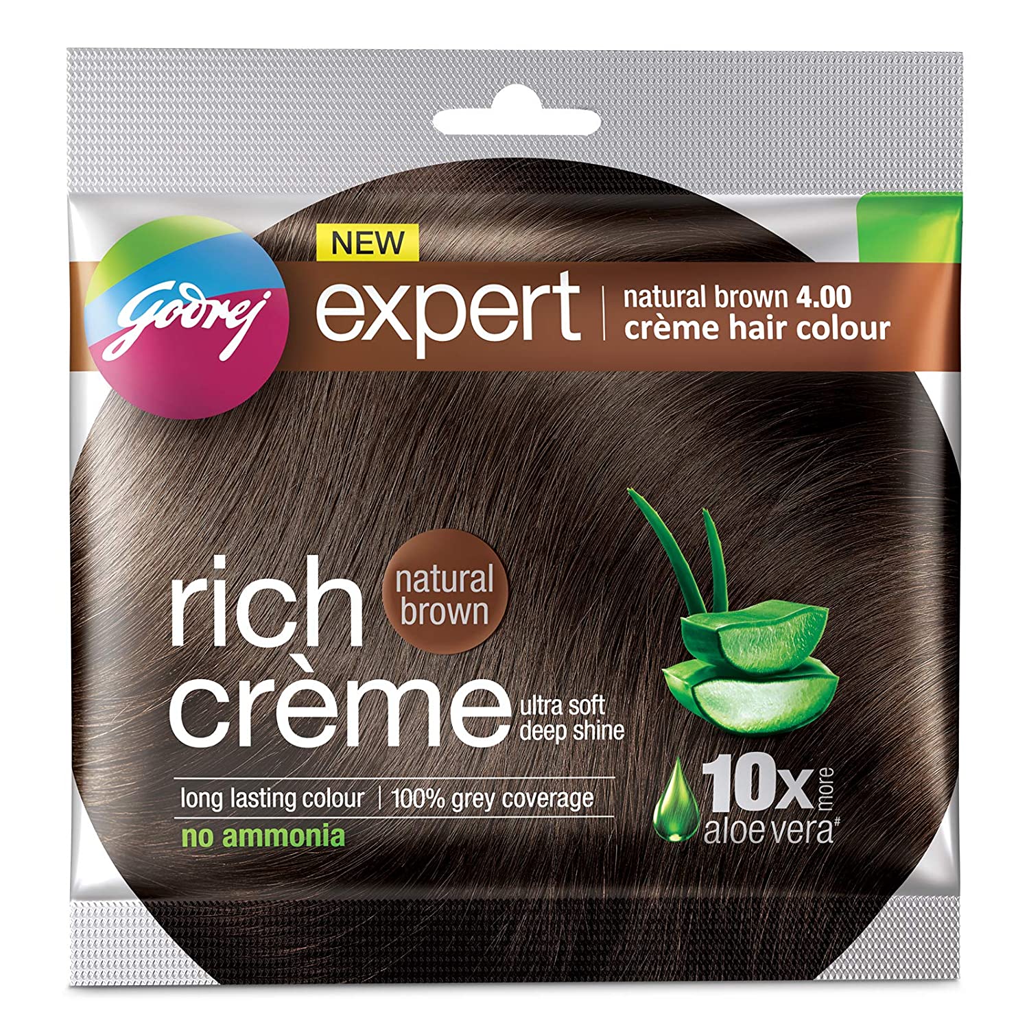 Godrej New Expert Natural Brown 4.00 Creme Hair Colour (20 gm+20 ml)