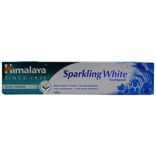 Himalaya Sparkling White Toothpaste 150gm + Free Brush & Tongue Cleaner