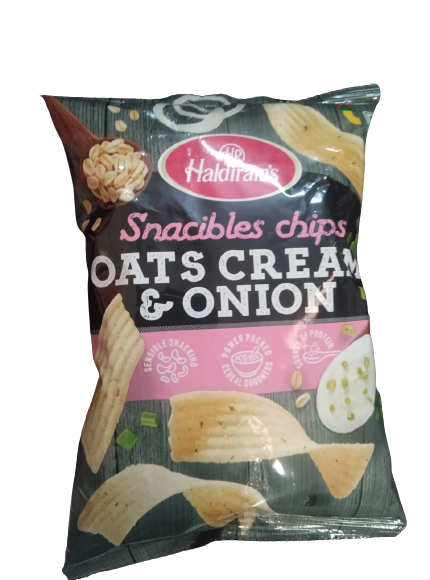 Haldiram's snacibles chips oats cream & onion