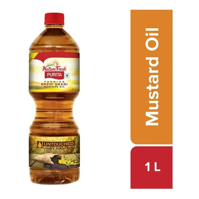 Nature fresh purita premium kachi ghani mustard oil bottle