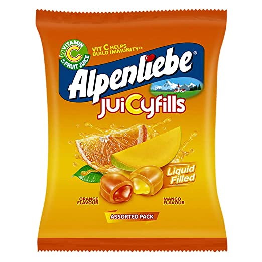 Alpenliebe juicy fills orange,mango  flavour
